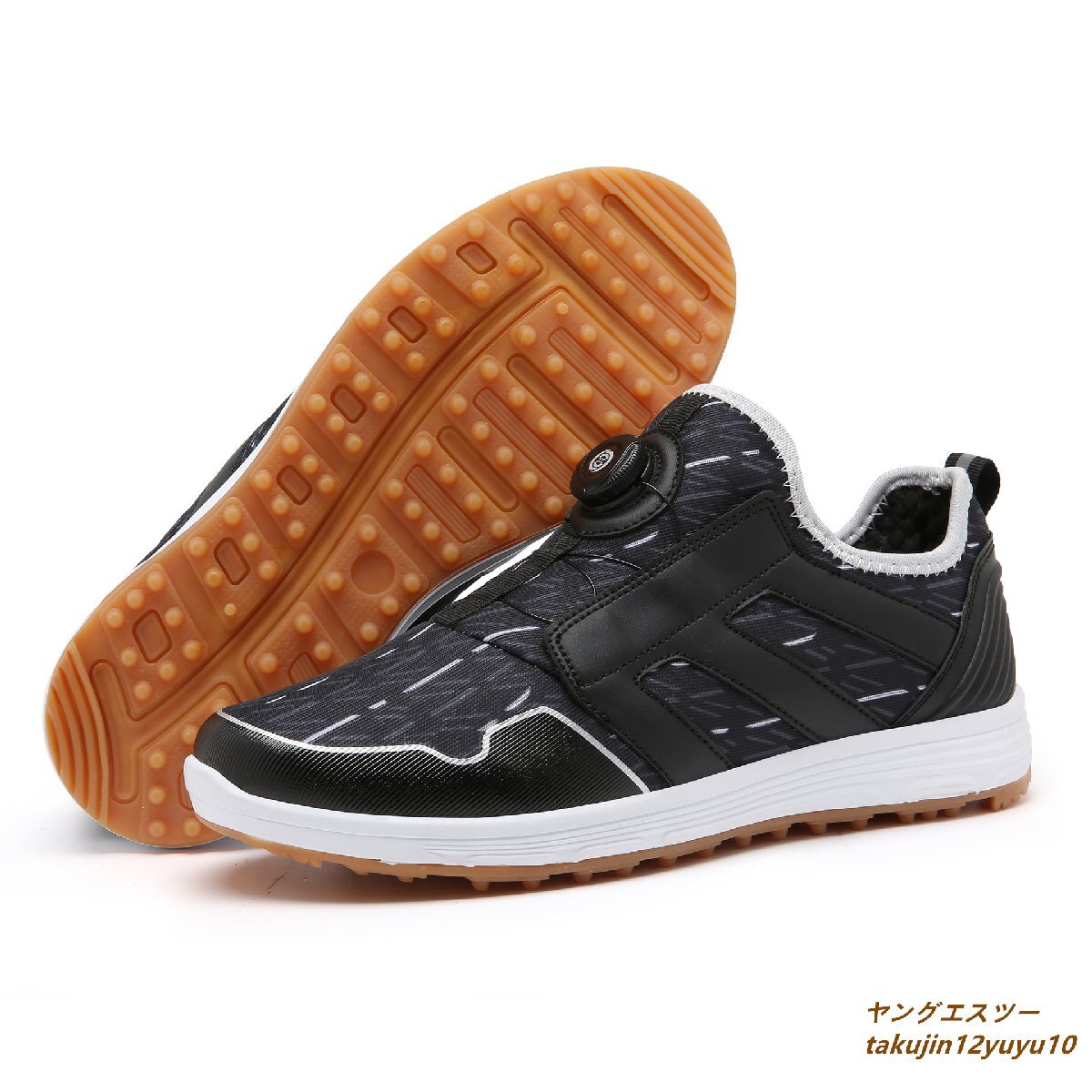 最新入荷 正規品 ゴルフシューズ 28.0cm ブラック 耐磨 防滑 男性スポーツシューズ 軽量 落書き フィット感 幅広 運動靴 ダイヤル式 メンズ 新品 28.0cm