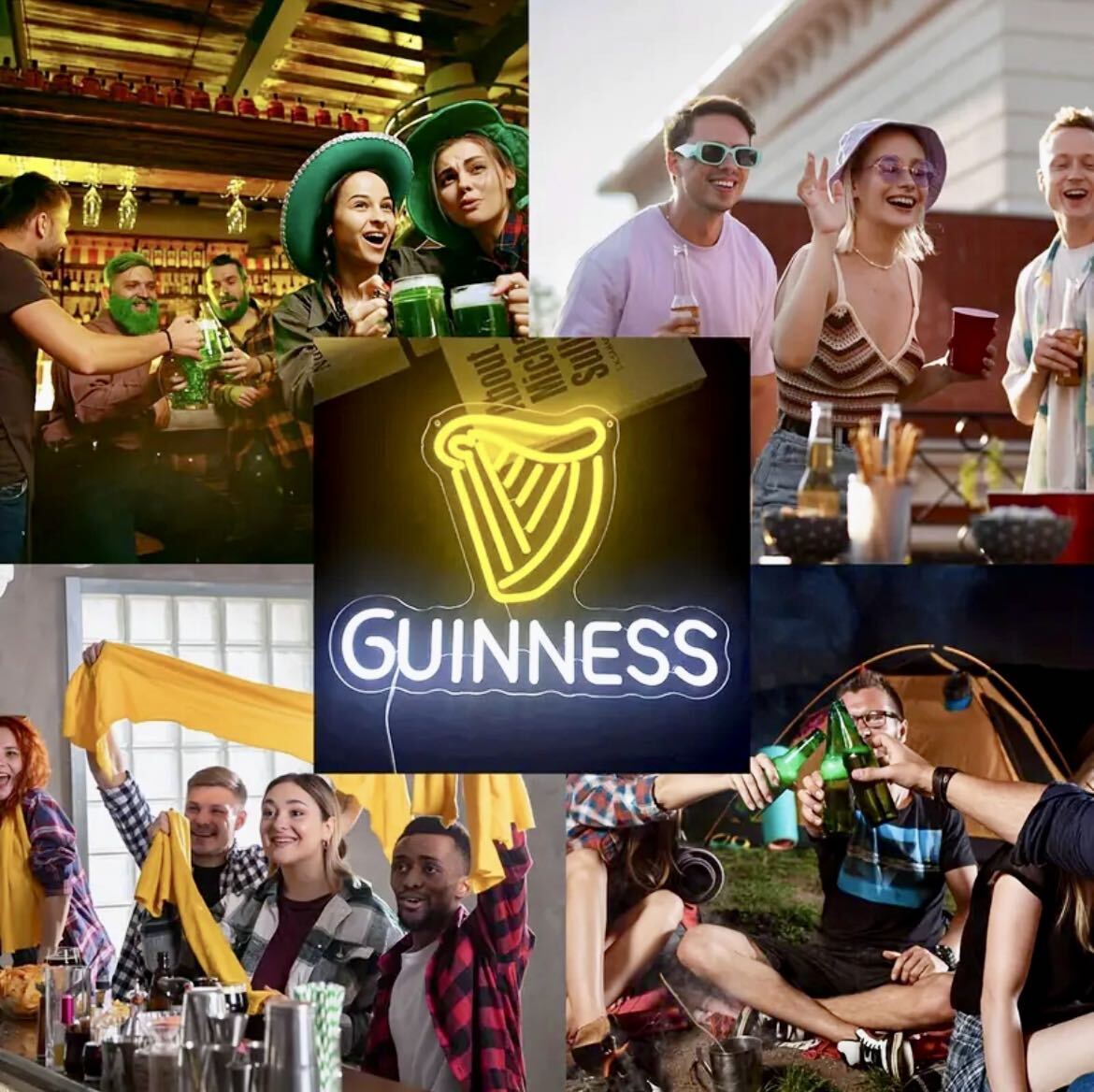 GUINNESS LEDネオンサイン ネオン看板 2色 USB電源 調光調整付 GUINNESS LEDネオンサイン ネオン看板 2色 USB電源 調光調整付