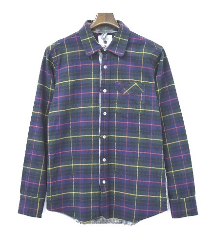 A (エィス) フランネルチェックシャツ DARK×GREEN CHECK 2 フランネル切替SHIRT 長袖シャツ ネルシャツ_画像1