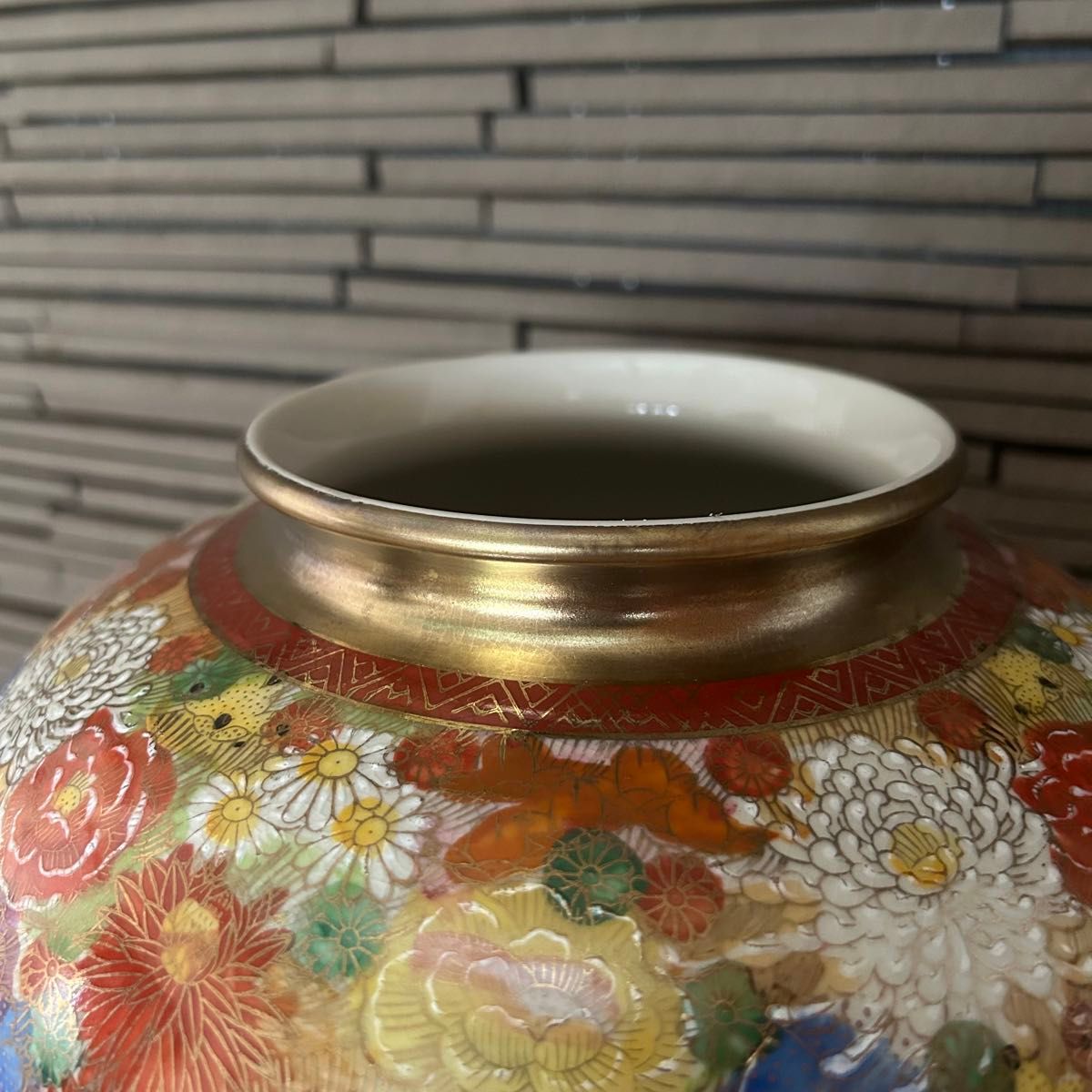九谷焼【九谷清峰】花詰 壺 花器 花瓶 特大25cm 陶器 金彩 九谷焼【九谷清峰】花詰 壺 花器 花瓶 特大25cm 陶器 金彩