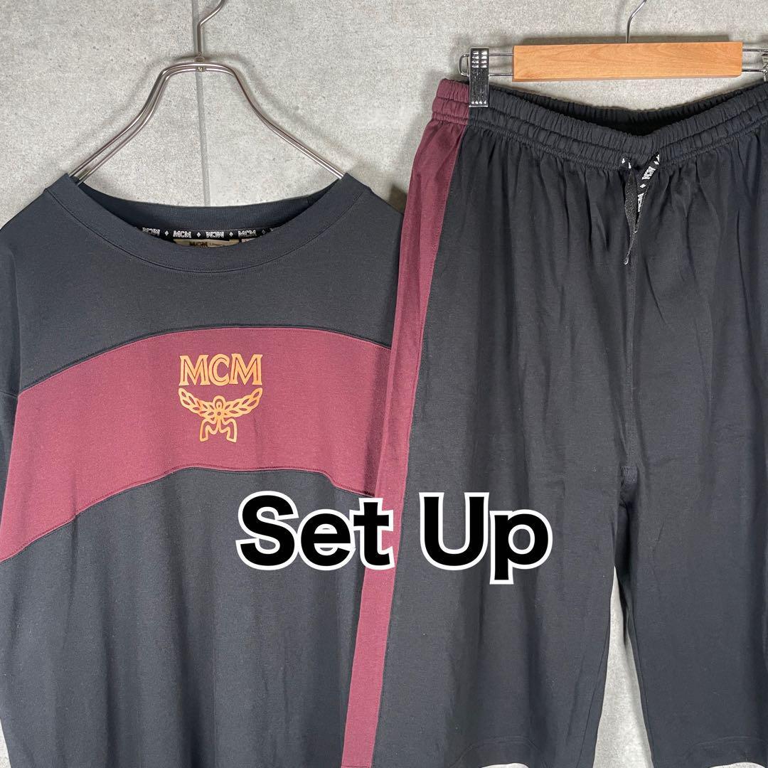 MCM セットアップ 半袖 Tシャツ プリント 太ライン エムシーエム MCM セットアップ 半袖 Tシャツ プリント 太ライン エムシーエム