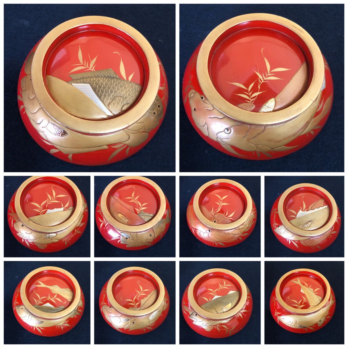 Bibian 比比昂 - 《R》時代 朱塗 図変わり蒔絵 菓子椀20客 木製 Bibian 比比昂 - 《R》時代 朱塗 図変わり蒔絵 菓子椀20客 木製