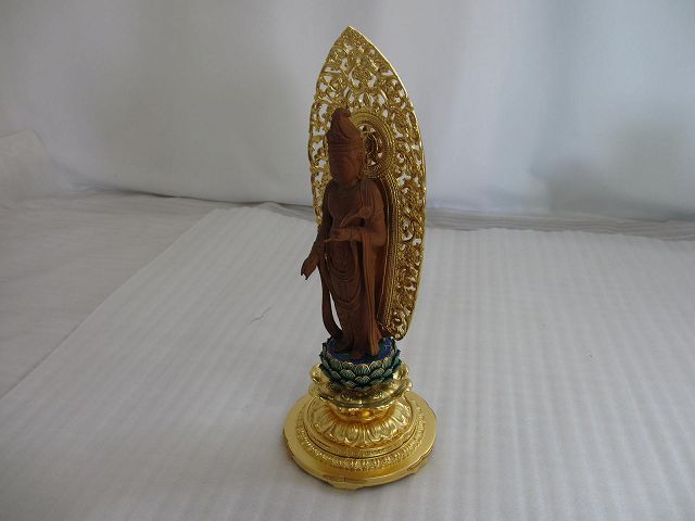 木製仏像　聖観音菩薩　金光背　高さ約39センチ　新品・未使用　u544_画像4