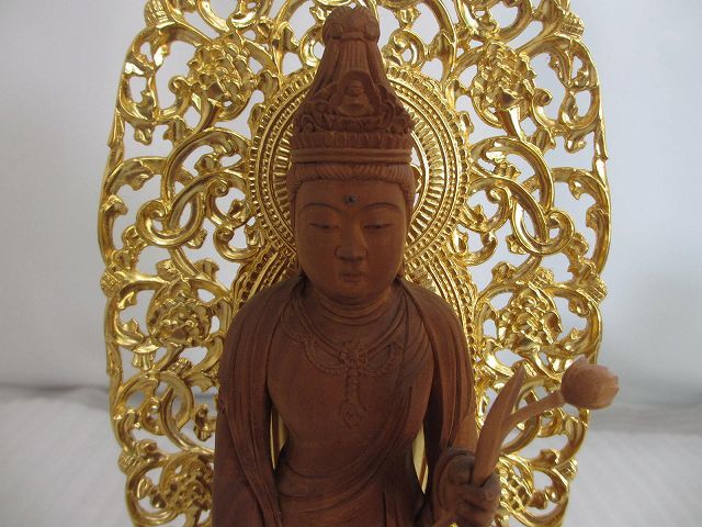 木製仏像　聖観音菩薩　金光背　高さ約39センチ　新品・未使用　u544_画像6