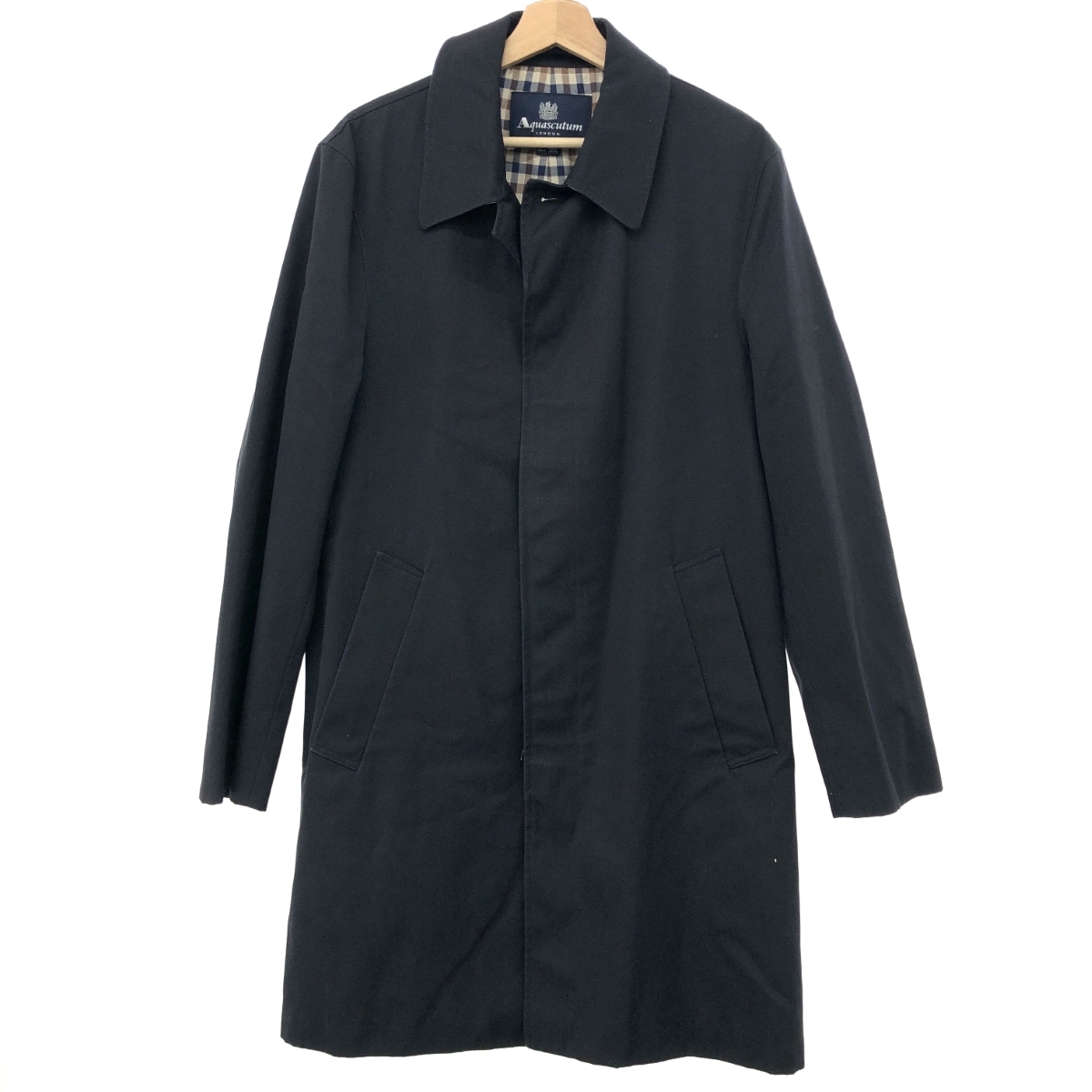 *Aquascutum Aquascutum turn-down collar coat 40* navy men's outer 