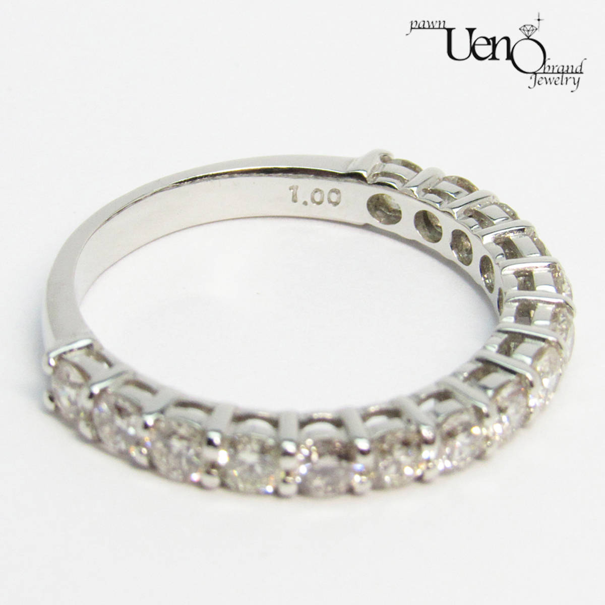 質屋】送料無料!PT900 ダイヤモンド1.00ct ハーフエタニティ リング