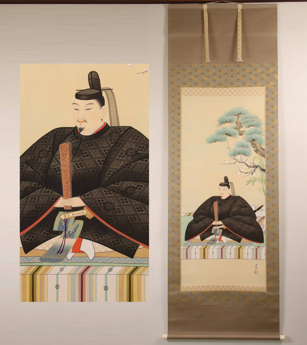 真作】日本画 恩田三澄 天神様 菅原道真公像 肉筆 絹本 掛け軸 真作】日本画 恩田三澄 天神様 菅原道真公像 肉筆 絹本 掛け軸