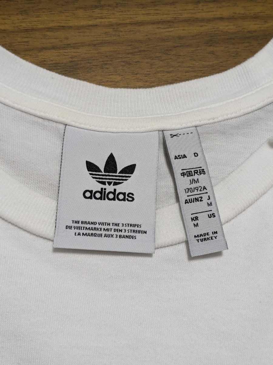adidas白×赤3ストライプTシャツM /アディダスオリジナルス adidas白×赤3ストライプTシャツM /アディダスオリジナルス