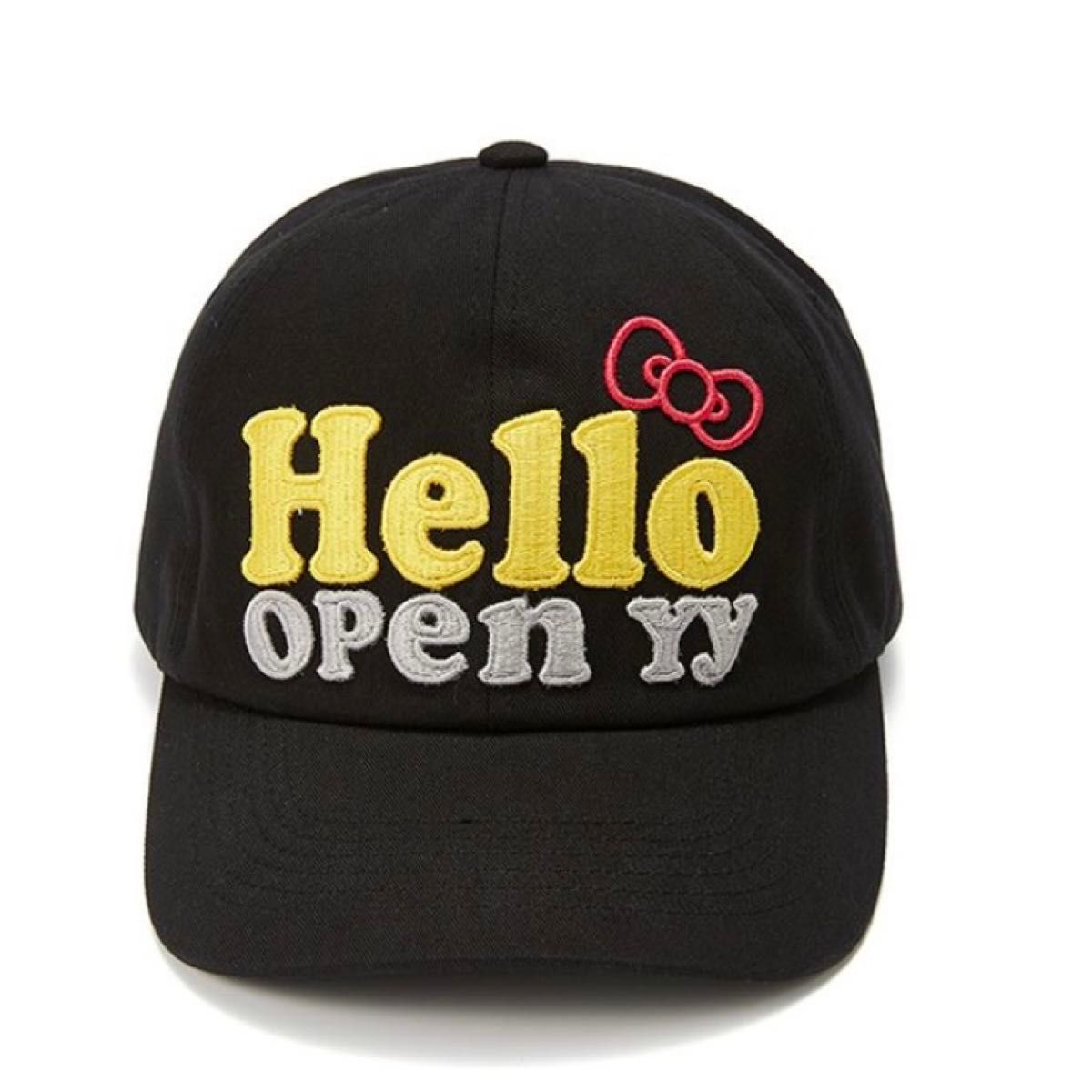 open yy 韓国 キティ ハローキティ キャップ 帽子 黒 ブラック open yy 韓国 キティ ハローキティ キャップ 帽子 黒 ブラック