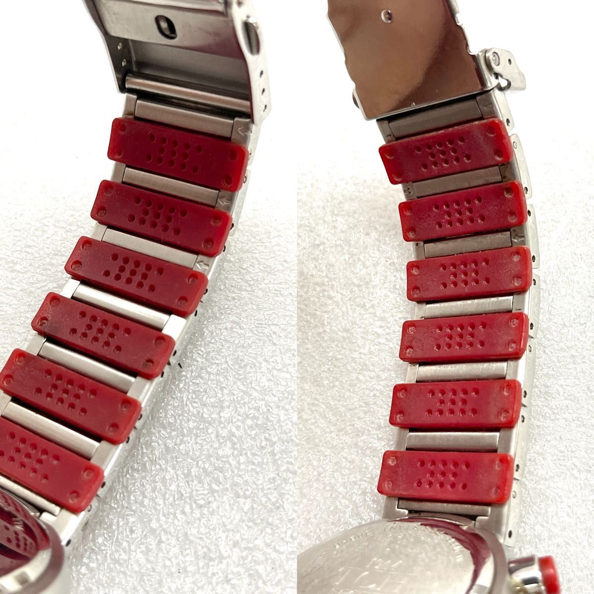 稼働 TCH SPORTS メンズ腕時計 クロノグラフ レッド シルバー 稼働 TCH SPORTS メンズ腕時計 クロノグラフ レッド シルバー