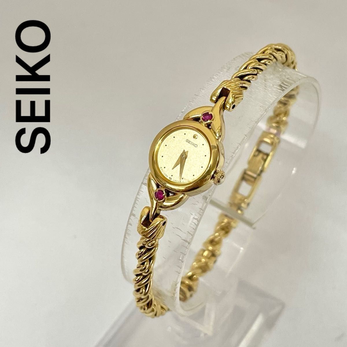 稼働 SEIKO レディース腕時計 天然ルビー ブレスウォッチ 稼働 SEIKO レディース腕時計 天然ルビー ブレスウォッチ