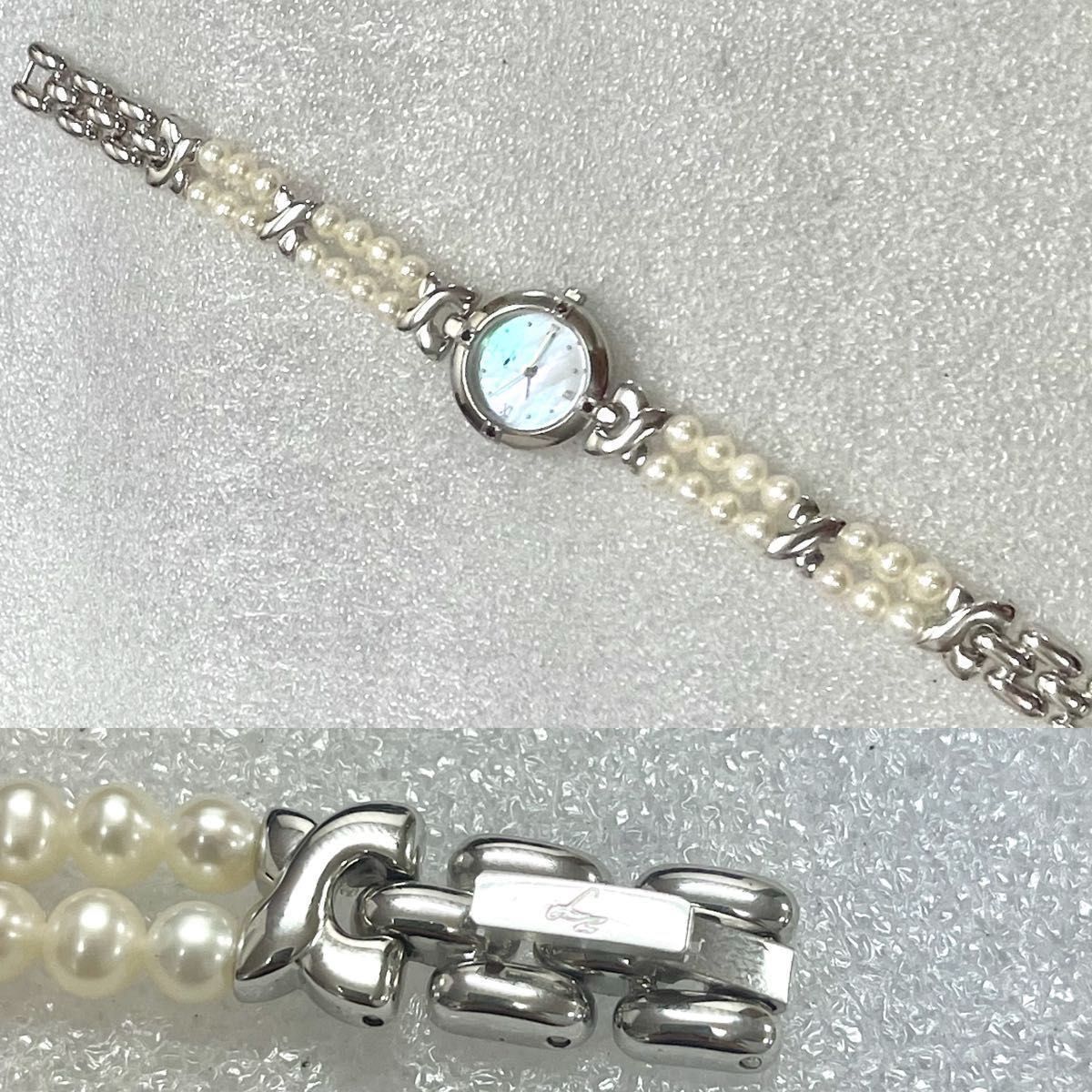 稼働 美品 LZ レディース腕時計 ルビー 2連真珠ブレス シルバー 稼働 美品 LZ レディース腕時計 ルビー 2連真珠ブレス シルバー