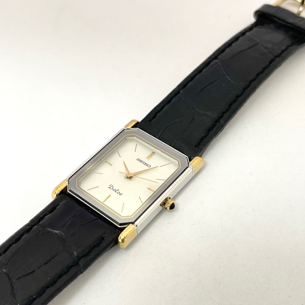 稼働 良品 SEIKO DOLCE レクタンギュラー コンビ 鏡面 セイコー 稼働 良品 SEIKO DOLCE レクタンギュラー コンビ 鏡面 セイコー