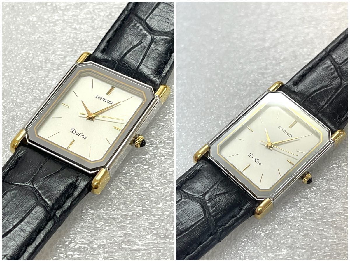 稼働 良品 SEIKO DOLCE レクタンギュラー コンビ 鏡面 セイコー 稼働 良品 SEIKO DOLCE レクタンギュラー コンビ 鏡面 セイコー