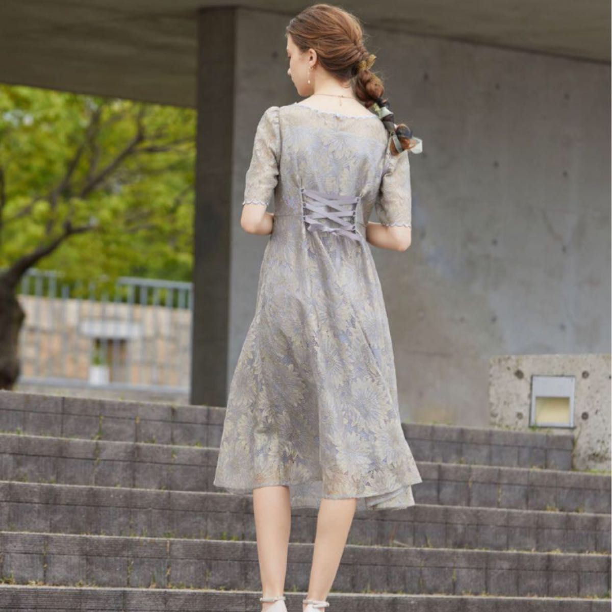 Dorry Doll ゴールドヴィンテージレースワンピースドレス ブルー Dorry Doll ゴールドヴィンテージレースワンピースドレス ブルー