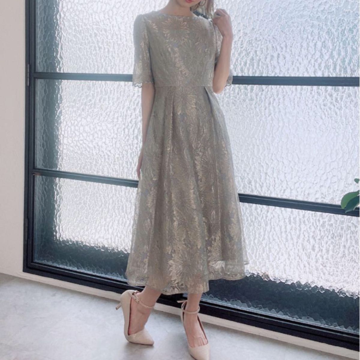 Dorry Doll ゴールドヴィンテージレースワンピースドレス ブルー Dorry Doll ゴールドヴィンテージレースワンピースドレス ブルー