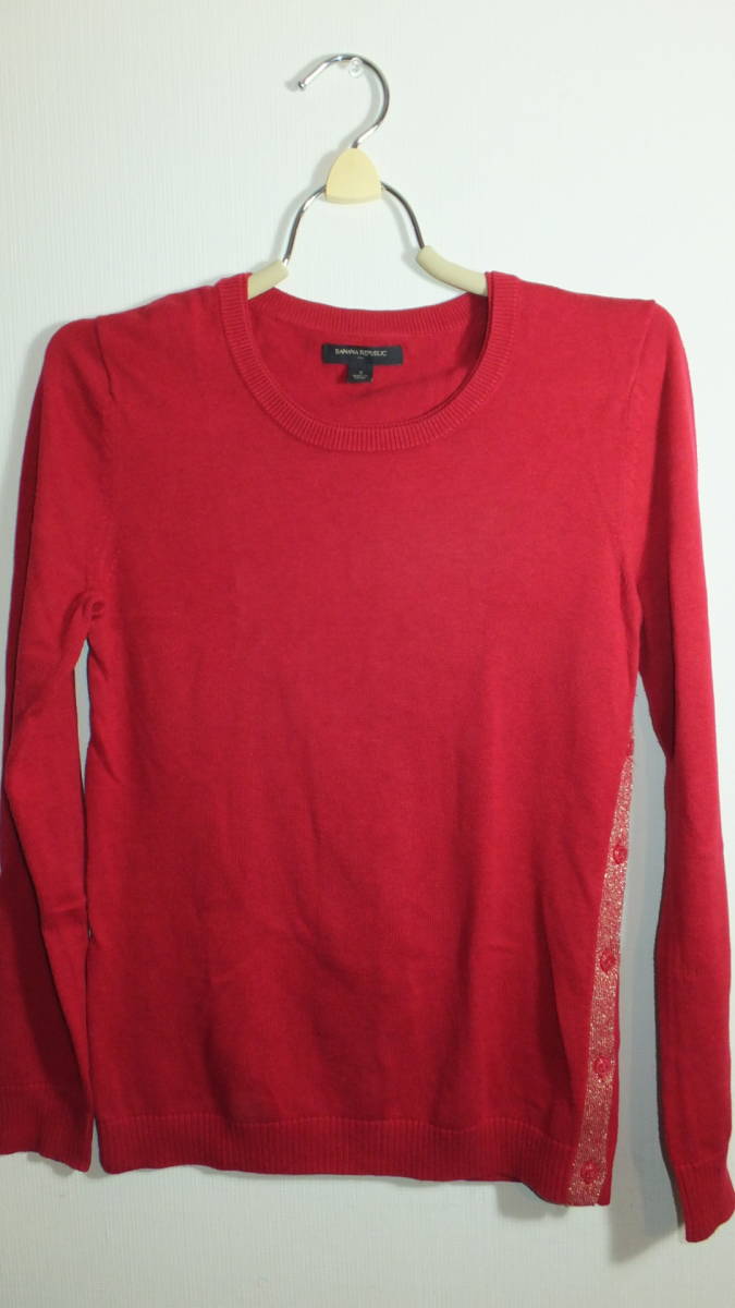 ★BANANA REPUBLIC★Ladies Long sleeve red tops バナナリパブリックレディース赤のトツプス サイズS　USED IN JAPAN_画像1