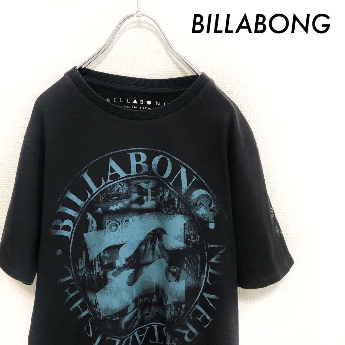 [ free shipping ]BILLABONG Billabong * Logo print short sleeves T-shirt navy navy blue 