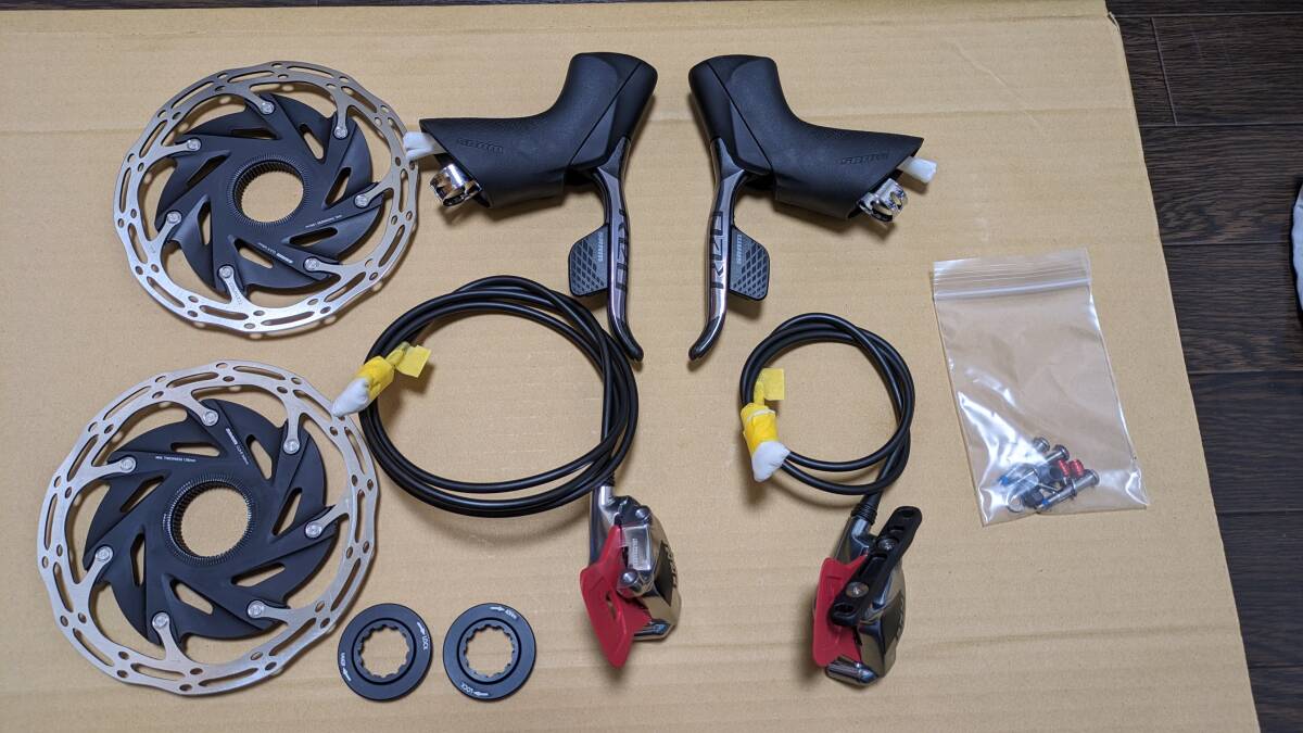 【完成車外し・未使用】 SRAM RED ETAP AXS 2×12s HRD 油圧 ディスクブレーキ 前後セット 160mmローター2枚付き