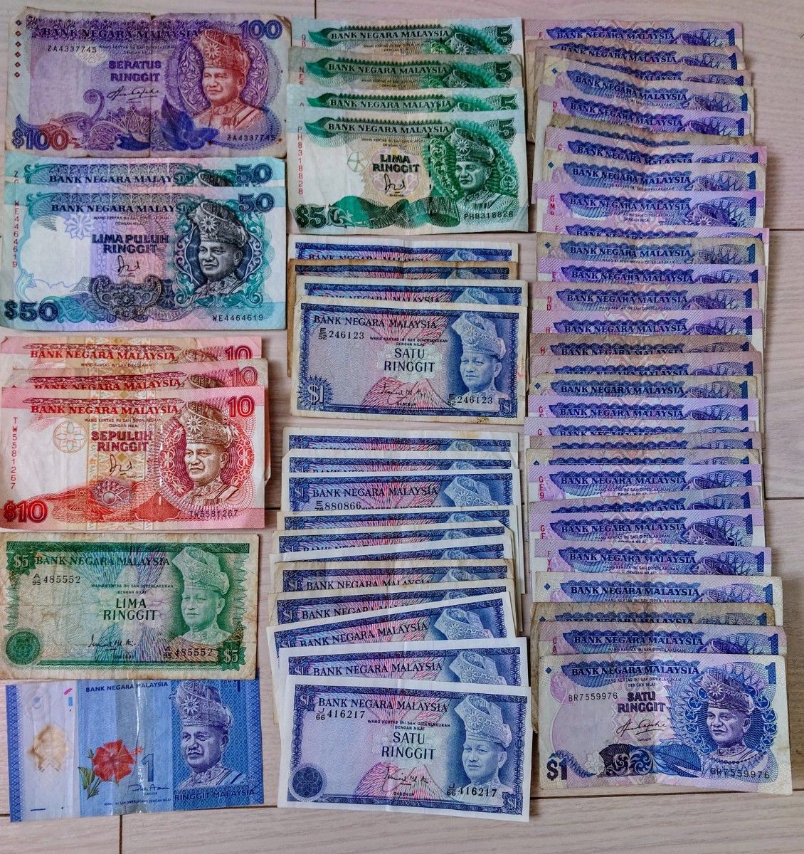 額面合計300リンギット マレーシア Malaysia 旧紙幣 貨幣 大量お