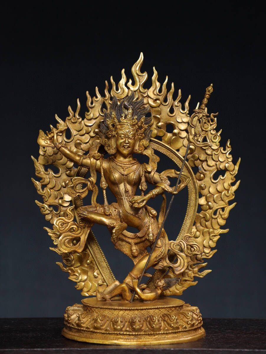 古寶奇蔵】銅製・塗金・虚空行母像・置物・賞物・中国時代 古寶奇蔵】銅製・塗金・虚空行母像・置物・賞物・中国時代