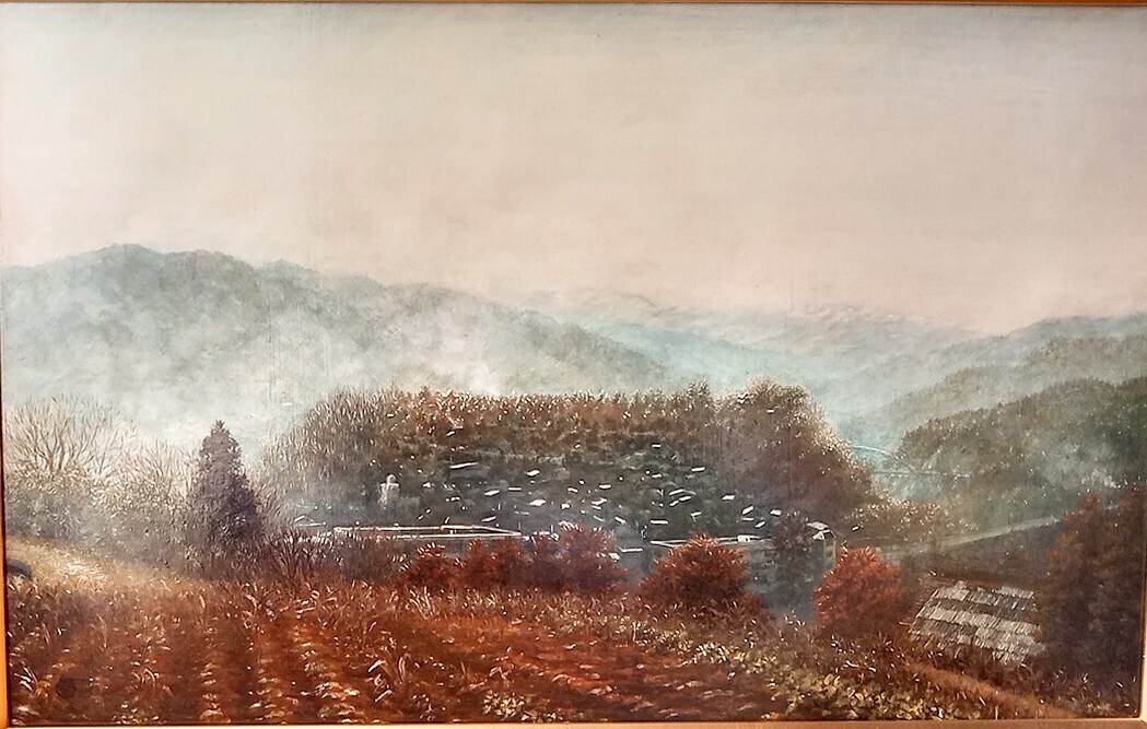 城址待春」中村晴信 油彩画 M10号 【真作】 ☆絵画本体のみ(額縁 城址待春」中村晴信 油彩画 M10号 【真作】 ☆絵画本体のみ(額縁