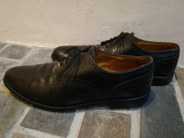 【限定セール！】 Shoes Leather USA製 EDMONDS ALLEN 美品 ストレートチップ ブラック シューズ ドレス レザー アレンエドモンズ C 11.5 メダリオン 28.0cm以上