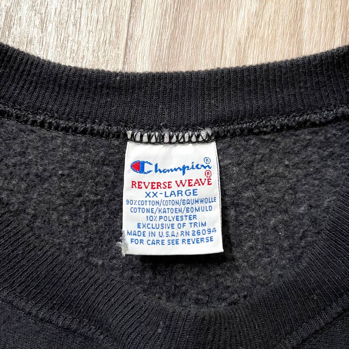 希少】目無しブラック 90s 無地 リバースウィーブ XXL USA製 希少】目無しブラック 90s 無地 リバースウィーブ XXL USA製