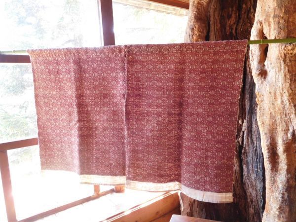 アンティーク手織り紬 手縫い暖簾 のれんA 105X75CM 厚手 アーチコレクション タペストリー 布