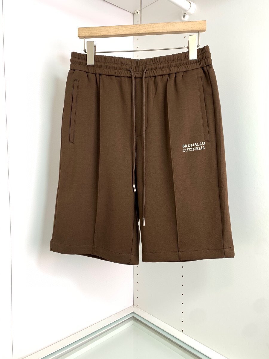 ブルネロ クチネリ BRUNELLO CUCINELLIメンズスエットパンツ ショートパンツ ハーフパンツ XL ブラウン 半パン 綿スポーツ短パン ショーツ