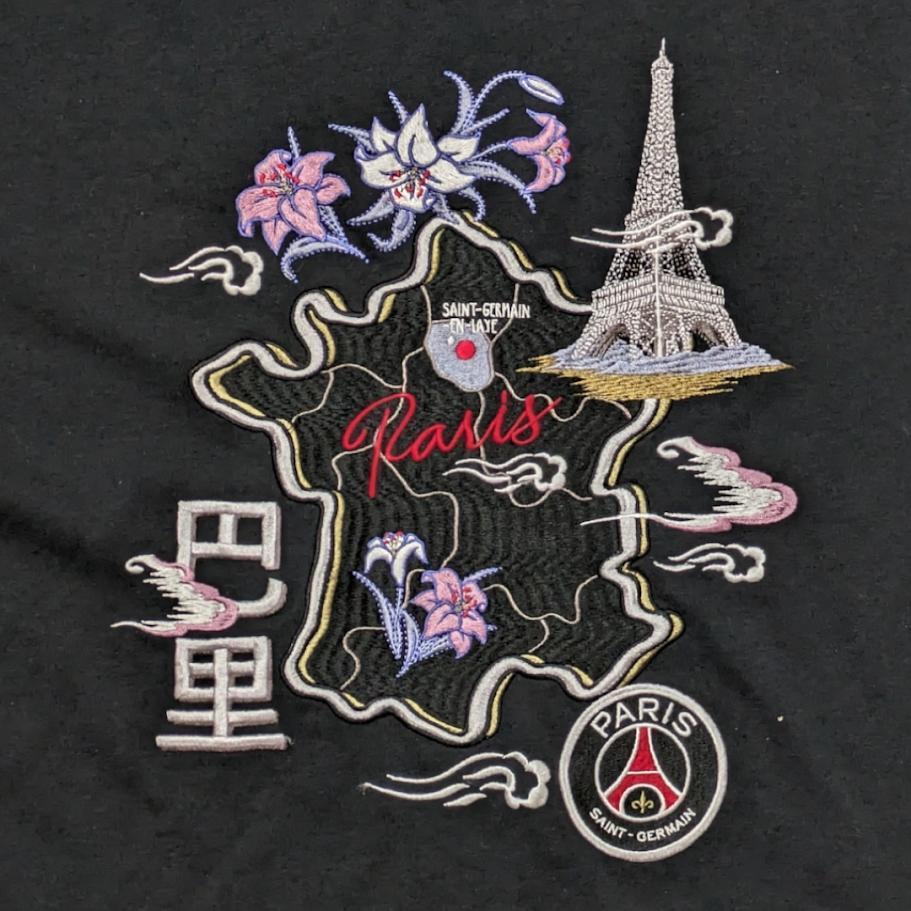 PSG パリサンジェルマン スカジャン 刺繍 パリ 地図 エッフェル塔 黒 M PSG パリサンジェルマン スカジャン 刺繍 パリ 地図 エッフェル