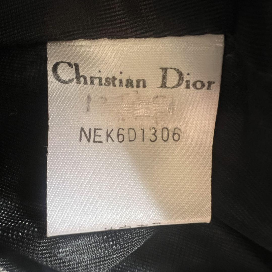 美品】Christian Dior 千鳥柄ワンピース 膝丈 グレー L 長袖 美品】Christian Dior 千鳥柄ワンピース 膝丈 グレー L 長袖