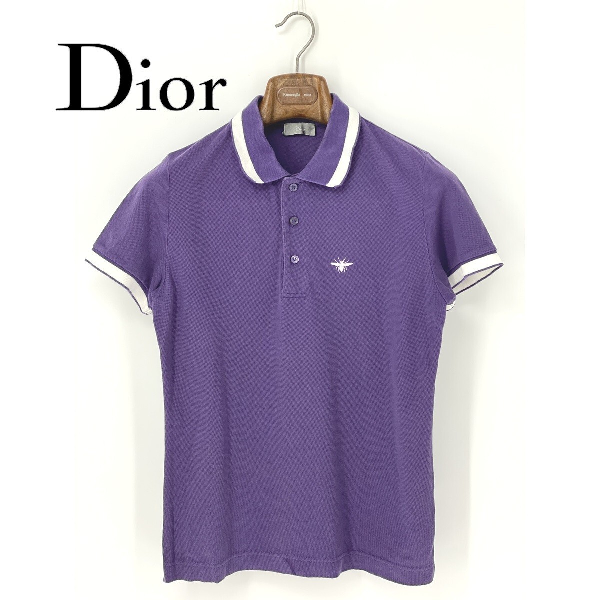 A8660/ прекрасный товар весна лето Dior HOMME Dior Homme Chris Van пепел период хлопок короткий рукав BEE Be вышивка футболка рубашка-поло 44 S степени фиолетовый мужской 