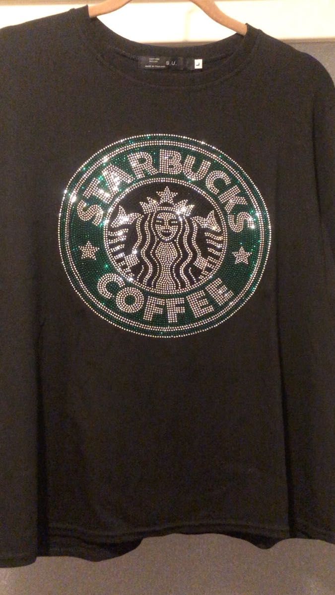 スタバパロディ Tシャツ　メンズトップス　半袖　ラインストーン　キラキラ