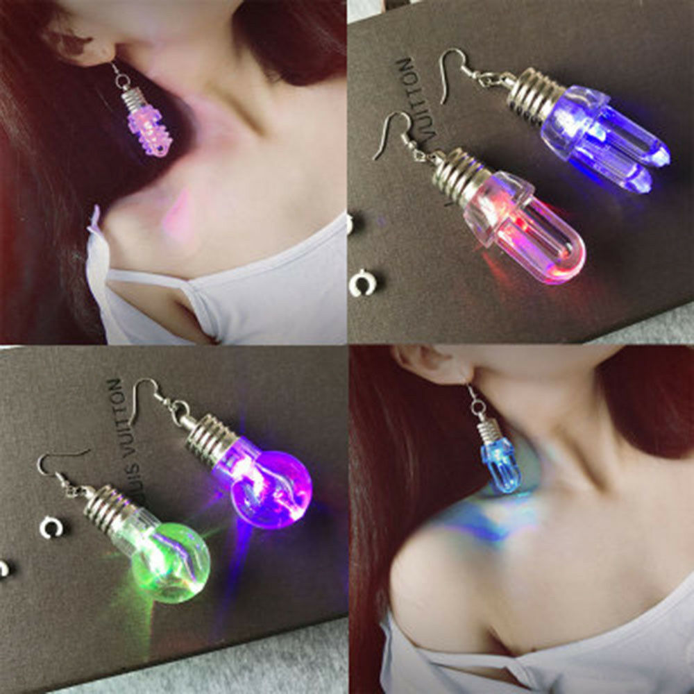 【3タイプ】レインボーに光るＬＥＤピアス 電球ソーダ バルブ LEDライト ピアス アクセサリー ♯2　コンパクト形電球_画像1