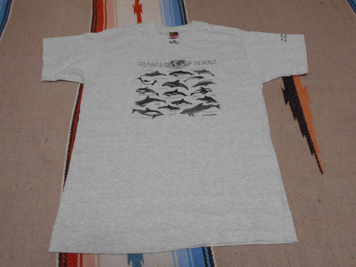 １９９４年製 イルカ DOLPHINS & PORPOISES OF THE WORLD Tシャツ FRUIT OF THE LOOM USA FRANCISANA HOURGLASS RISSO'S CLYMENE DOLPHIN_画像8