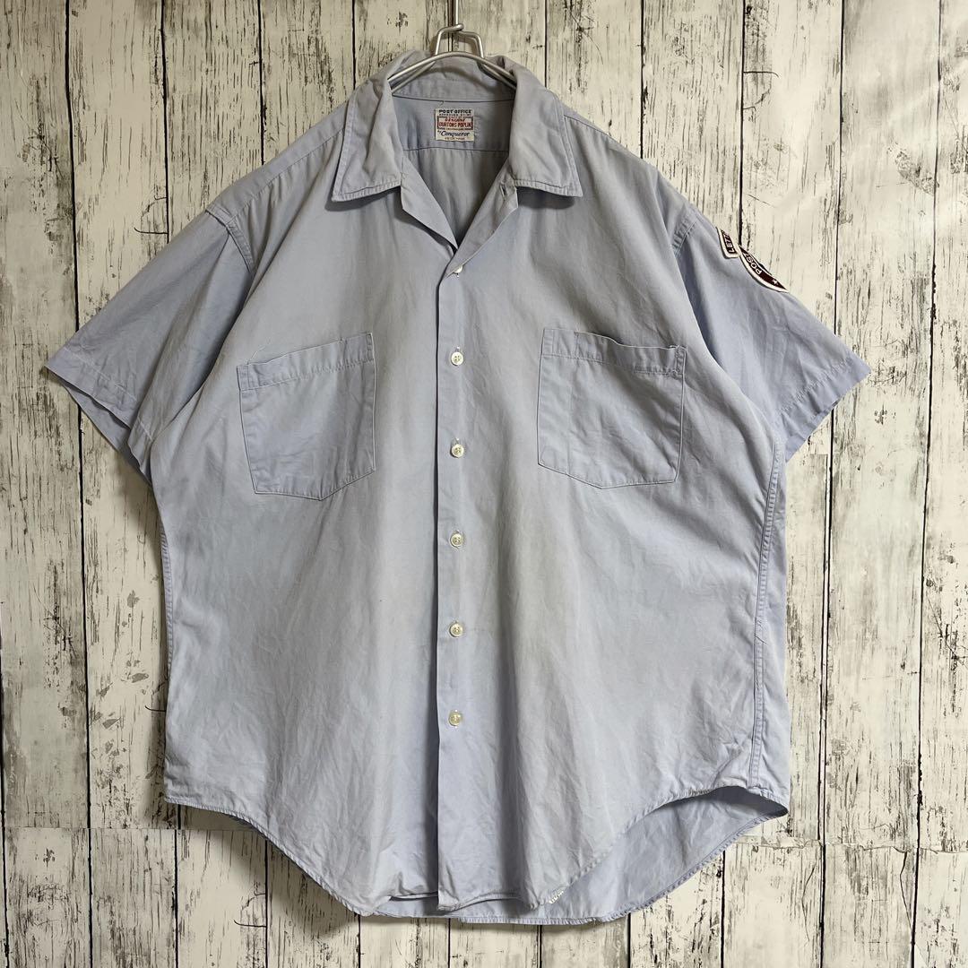 80's conqueror アメリカ郵便局 制服 開襟 オープンカラー 半袖 80's conqueror アメリカ郵便局 制服 開襟 オープンカラー 半袖