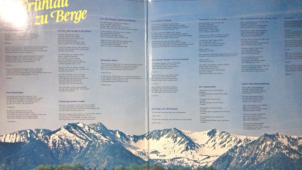 IM FRUHTAU ZU BERGE DIE 20 SCHONSTEN ALPENBILDER * Germany folk song folk customs music compilation * Germany record * analogue record [2527RP