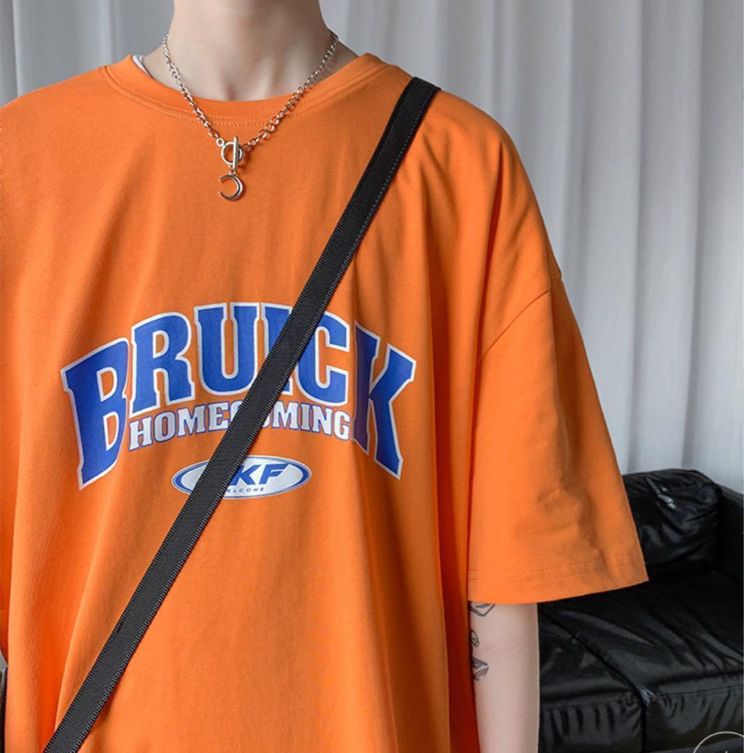 ★MEDM★ロゴ ユニセックス カラフル 半袖Tシャツ/送料込 プリント 半袖 Tシャツ カットソー ユニセックス M オレンジ