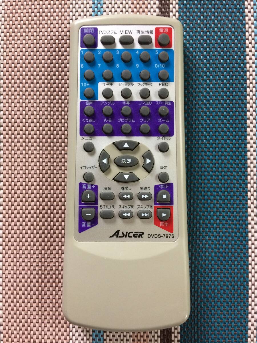 送料無料 ASICER オーム電機 純正 DVDプレーヤー用リモコン DVDS 送料無料 ASICER オーム電機 純正 DVDプレーヤー用リモコン DVDS