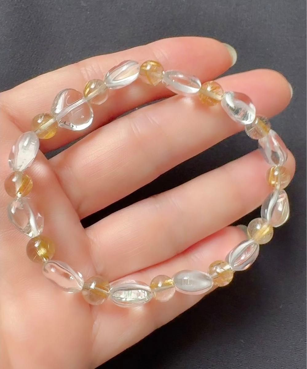 【高品質】本水晶ルチルブレスレット 可愛い 天然石 パワーストーン