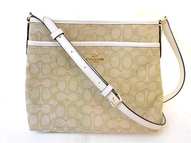  as good as new Coach F29960 # canvas beige group shoulder bag signature total pattern compact diagonal .. lady's COACH *6F