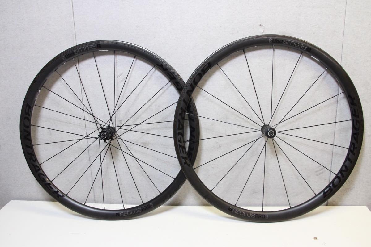 ○BONTRAGER ボントレガー AEOLUS PRO 3 RIM シマノフリー 11s対応 クリンチャー チューブレス カーボンホイールセット 美品