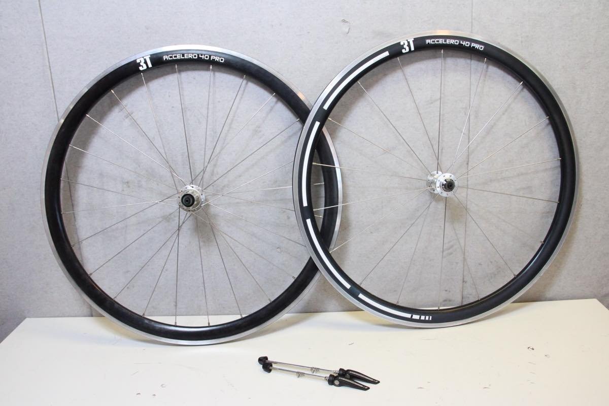○3T ACCELERO 40 PRO カンパフリー 11s対応 クリンチャー アルミディープ ホイールセット 美品