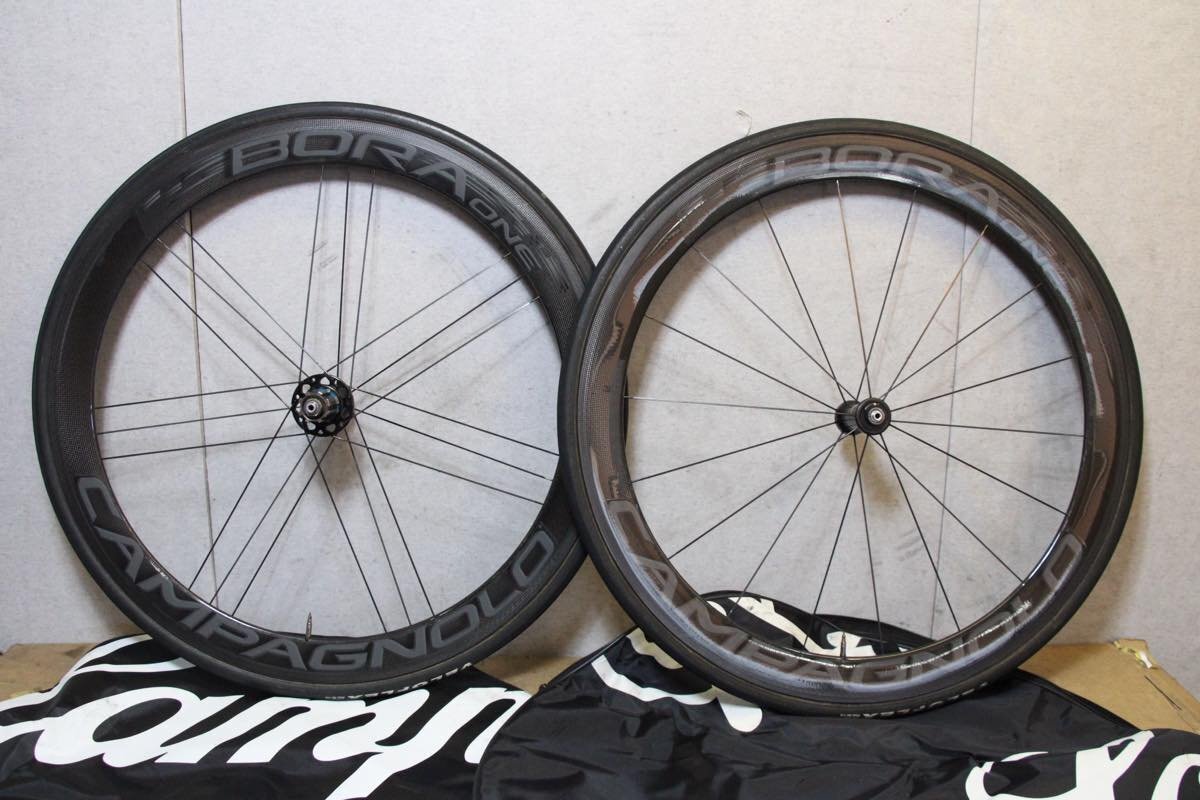 値下げ○Campagnolo カンパニョーロ BORA ONE 50 ナロー カンパ12s対応 チューブラー カーボンホイールセット ベアリング換装申告