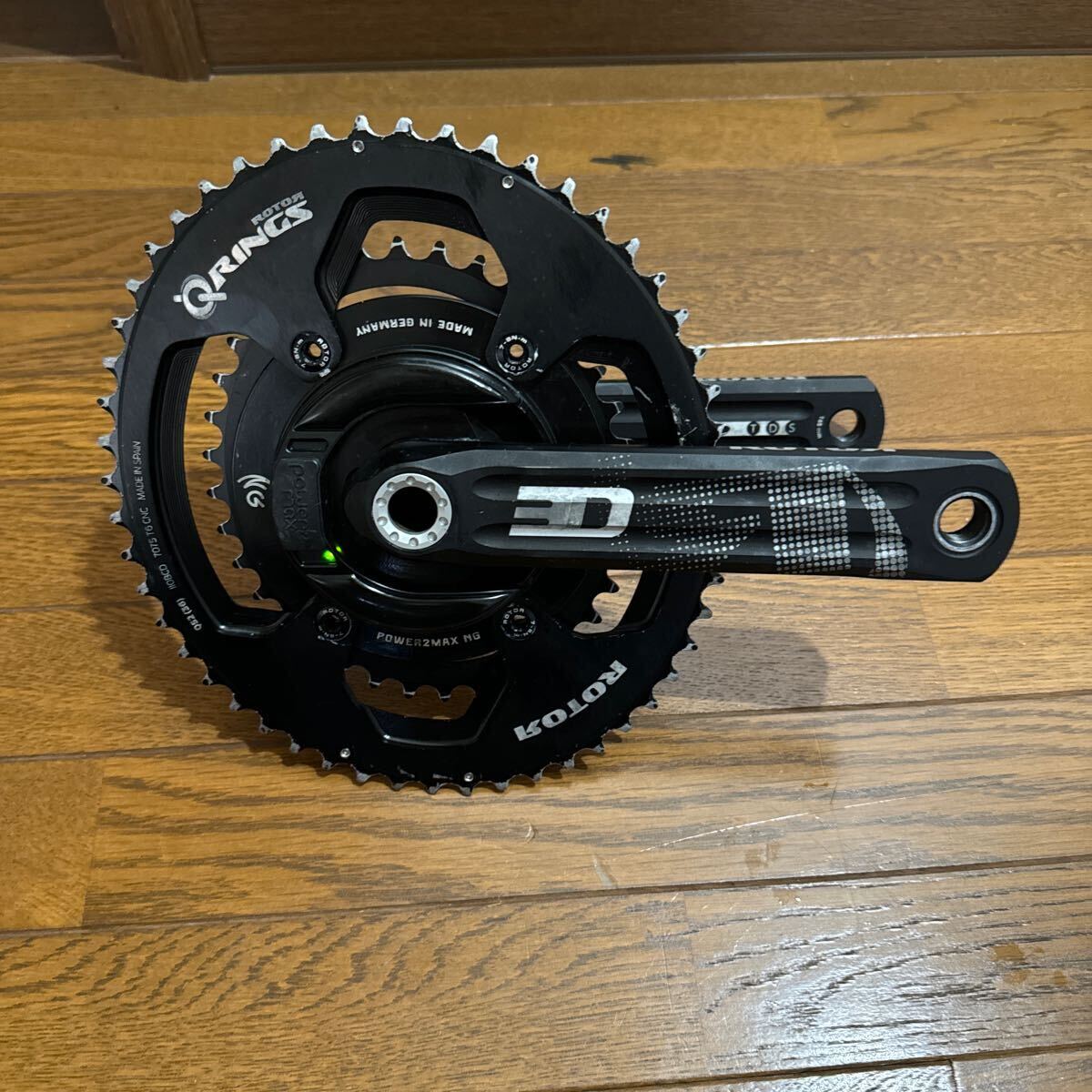 ローターROTOR 3D POWER2MAX パワーメーター付き24mmシャフトシマノ互換　クランク長165mm