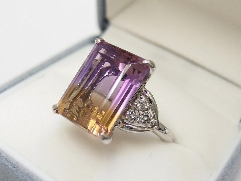 Pt900 アメトリン12.98ct D0.33ct 15号 リング 送料無料 /R3404_画像3