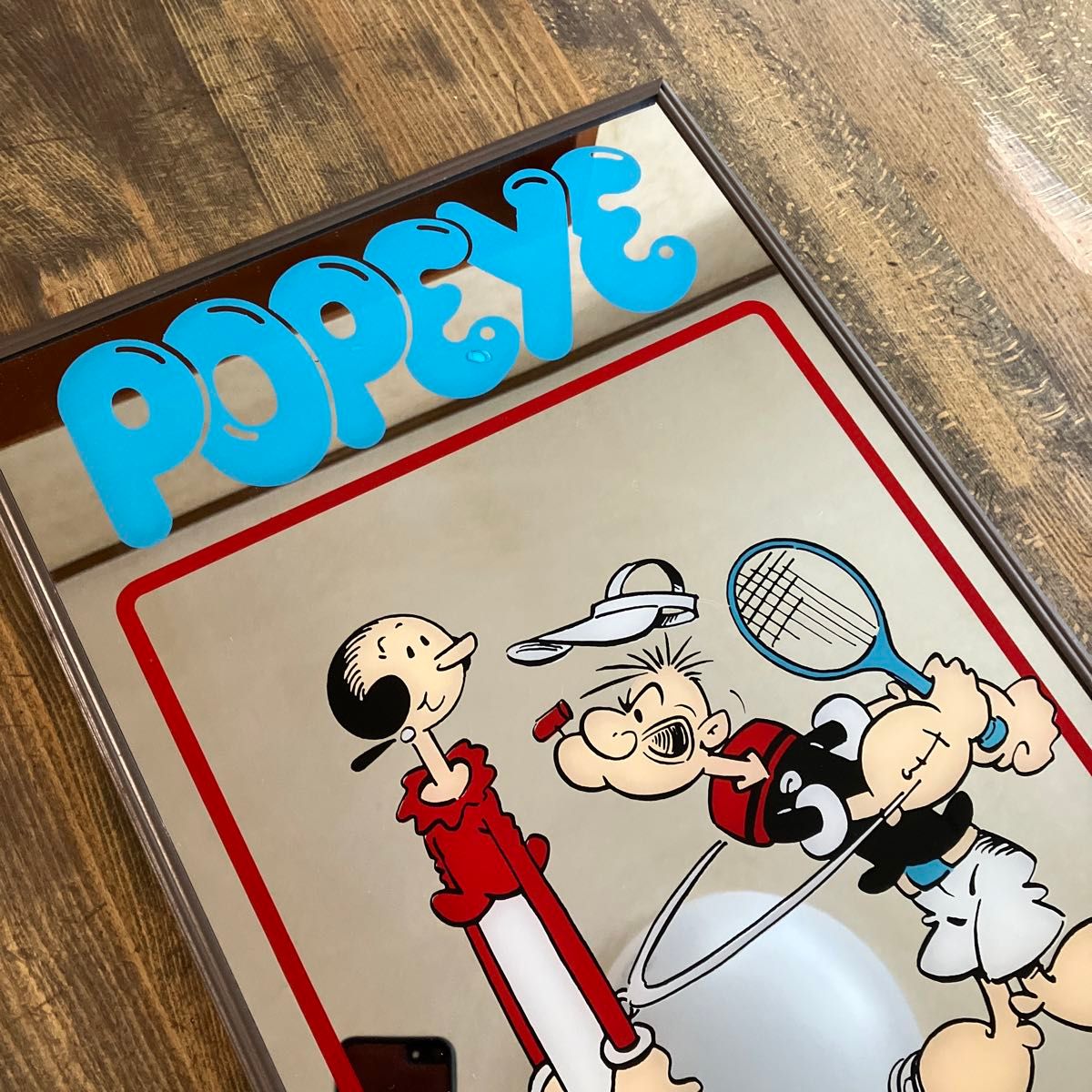 USAビンテージ POPEYEポパイ ウォールミラー パブミラー 46×31cm USAビンテージ POPEYEポパイ ウォールミラー パブミラー 46×31cm