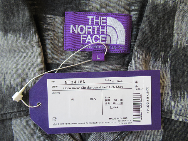 『1年保証』 2024SS THE NORTH FACE PURPLE LABEL Open Collar Checkerboard 半袖Tシャツ
