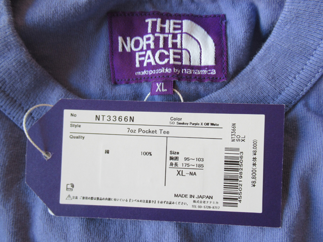豪奢な NORTH THE 2024SS FACE Smokey XL Tee Pocket 7oz LABEL PURPLE 半袖Tシャツ